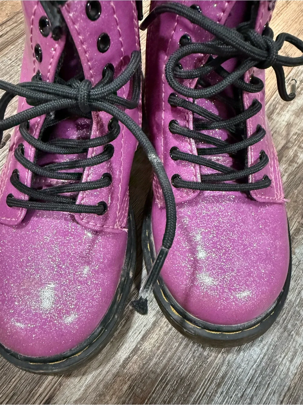 Dr. Martens 1460 Glitter T Pink Lace Up Boots Toddler Size 9 US
